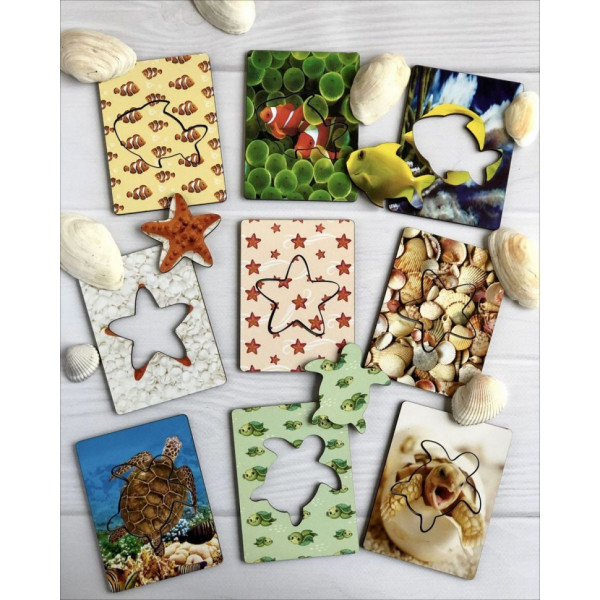 Дерев'яні Дощечки Сегена "Морські жителі" Ubumblebees (ПСФ083) PSF083 з візерунками (PSF083)