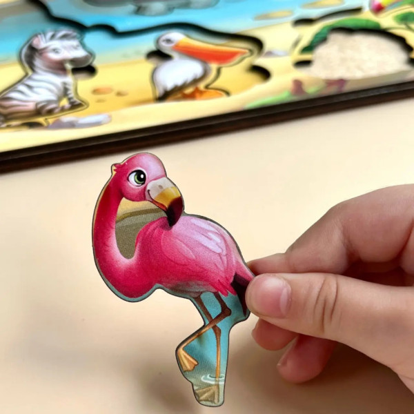 Дерев'яна настільна гра "А де звірі?" Ubumblebees (ПСД175) PSD175 сортер-вкладиш (PSD175)