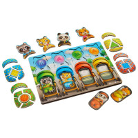 Дерев'яна настільна гра "Звірі у візках" Ubumblebees (ПСД176) PSD176 сортер-вкладиш (PSD176)