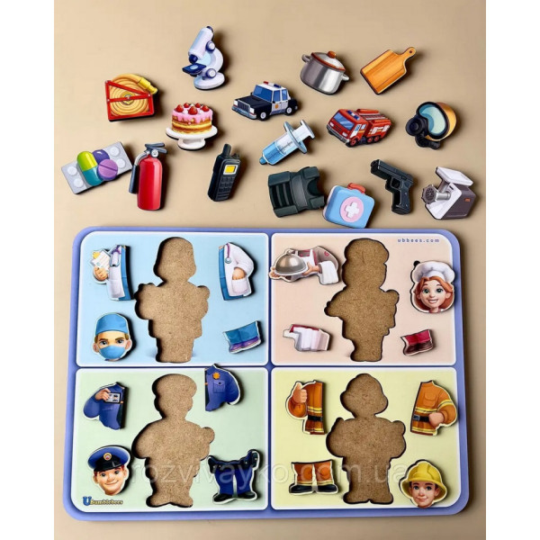 Настільна розвиваюча гра "Професії" Ubumblebees (ПСФ160) PSF160 дерев'яна (PSF160)