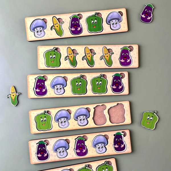 Дерев'яна настільна гра "Овочі -1" Ubumblebees (ПСД007) PSD007 сортер-комодик (PSD007)