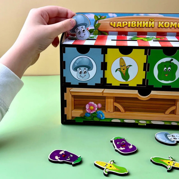 Дерев'яна настільна гра "Овочі -1" Ubumblebees (ПСД007) PSD007 сортер-комодик (PSD007)