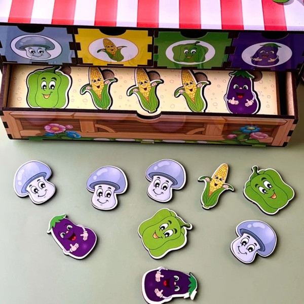 Дерев'яна настільна гра "Овочі -1" Ubumblebees (ПСД007) PSD007 сортер-комодик (PSD007)