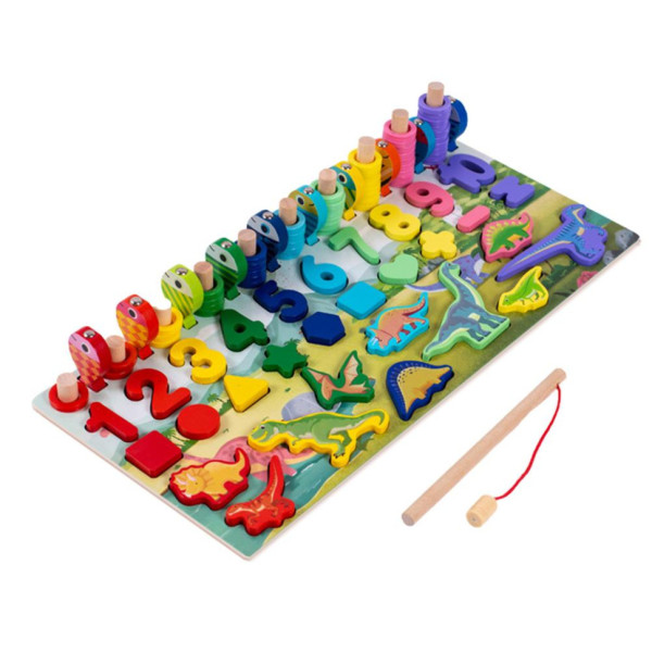 Деревяна іграшка Центр розвиваючий MD 2758 фігурки, риболовля, цифри, динозаври (MD 2758)
