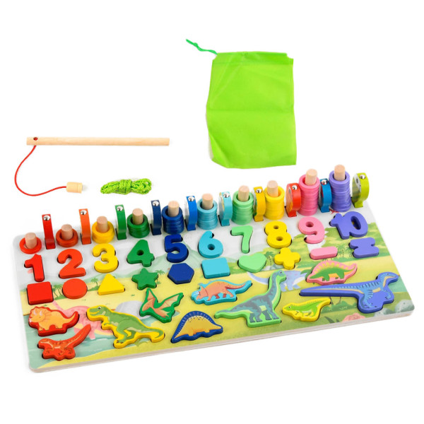 Деревяна іграшка Центр розвиваючий MD 2758 фігурки, риболовля, цифри, динозаври (MD 2758)