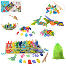 Деревяна іграшка Центр розвиваючий MD 2758 фігурки, риболовля, цифри, динозаври (MD 2758)
