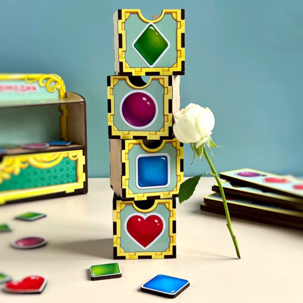 Дерев'яна настільна гра "Фігури" Ubumblebees (ПСД072) PSD072 сортер-комодик (PSD072)