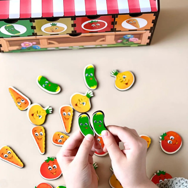 Дерев'яна настільна гра "Овочі -2" Ubumblebees (ПСД008) PSD008 сортер-комодик (PSD008)