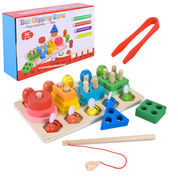 Дитяча дерев’яна іграшка "Пірамідка-сортер" C9417 рибалка, вкладиші (C9417)