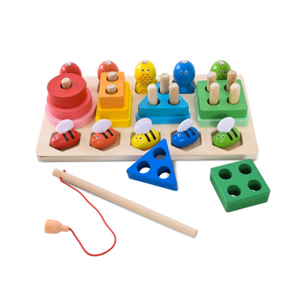 Дитяча дерев’яна іграшка "Пірамідка-сортер" C9417 рибалка, вкладиші (C9417)