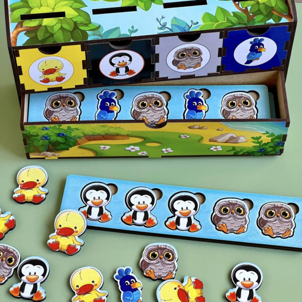 Дерев'яна настільна гра "Птахи" Ubumblebees (ПСД167) PSD167 сортер-комодик (PSD167)