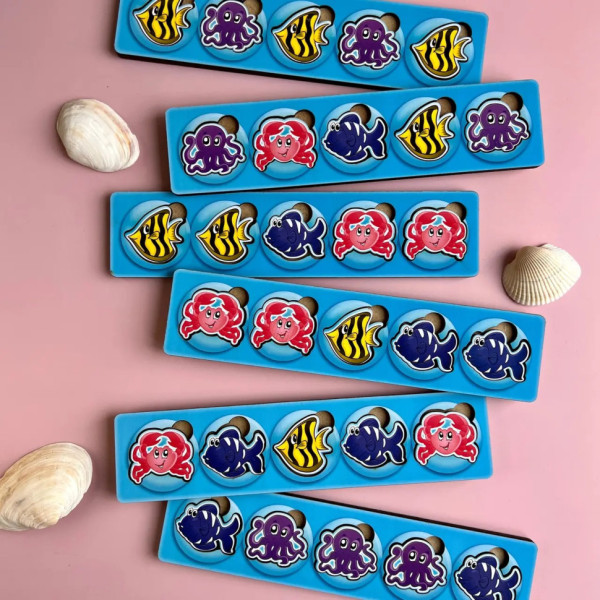 Дерев'яна настільна гра "Морські жителі-1" Ubumblebees (ПСД003) PSD003 сортер-комодик (PSD003)