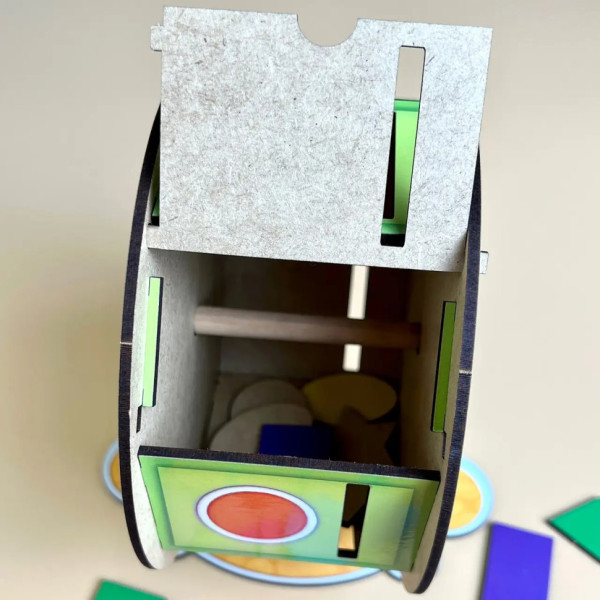 Дерев'яний сортер "Барабан" Ubumblebees (ПСФ135) PSF135 геометричні фігури (PSF135)