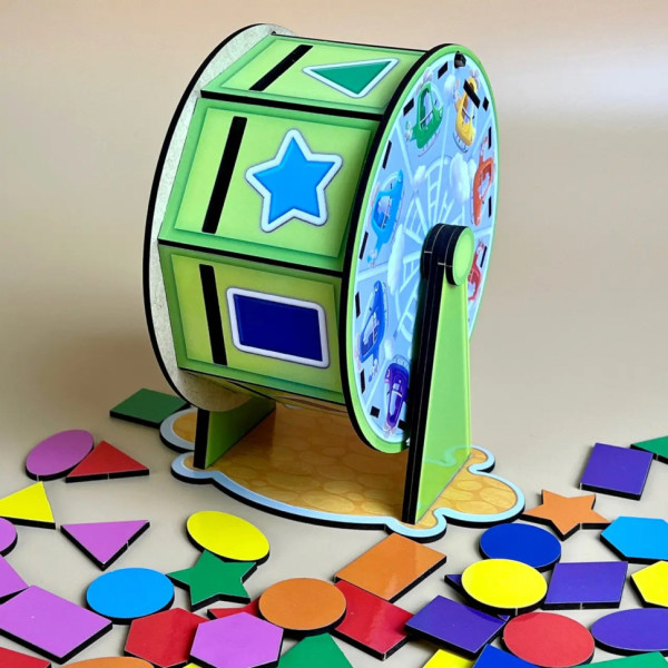 Дерев'яний сортер "Барабан" Ubumblebees (ПСФ135) PSF135 геометричні фігури (PSF135)