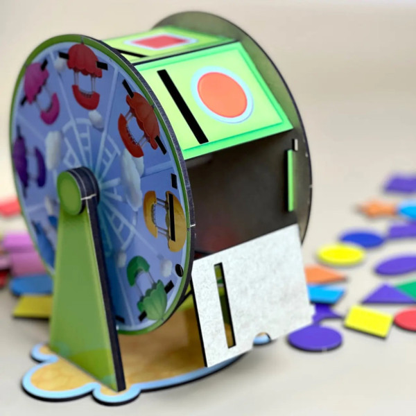 Дерев'яний сортер "Барабан" Ubumblebees (ПСФ135) PSF135 геометричні фігури (PSF135)