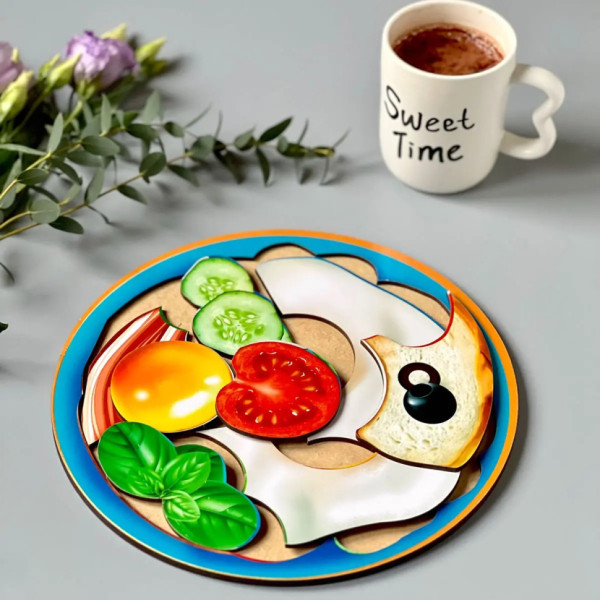 Дерев'яний пазл-сортер "Сніданок" (ПСД137) PSD137 (PSD137)