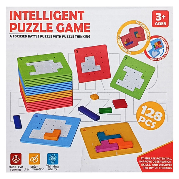 Дитяча дерев'яна логіка-вкладиш ME-165, 128 елементів (ME-165)