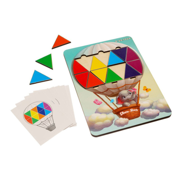 Дерев'яна мозаїка "Слоненя на повітряній кулі" Ubumblebees (ПСД197) PSD197 трикутники (PSD197)