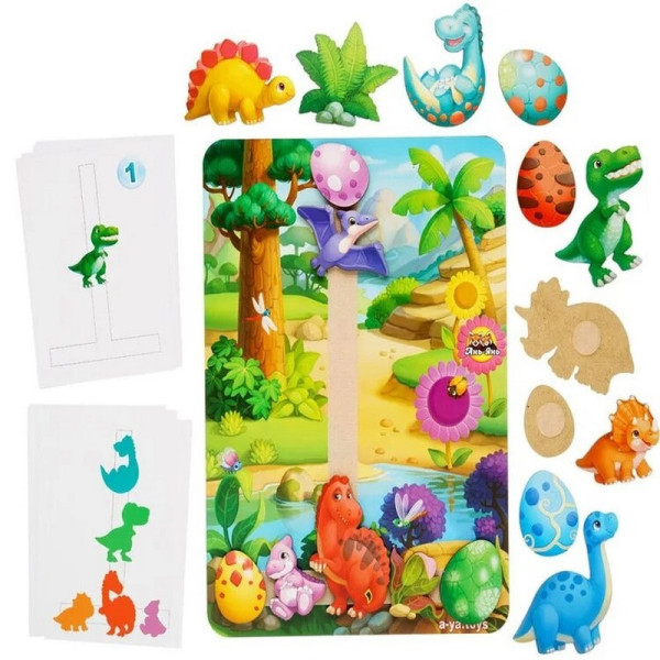 Дерев'яна настільна гра "Долина динозаврів" Ubumblebees (ПСФ038) PSF038 на липучках (PSF038)