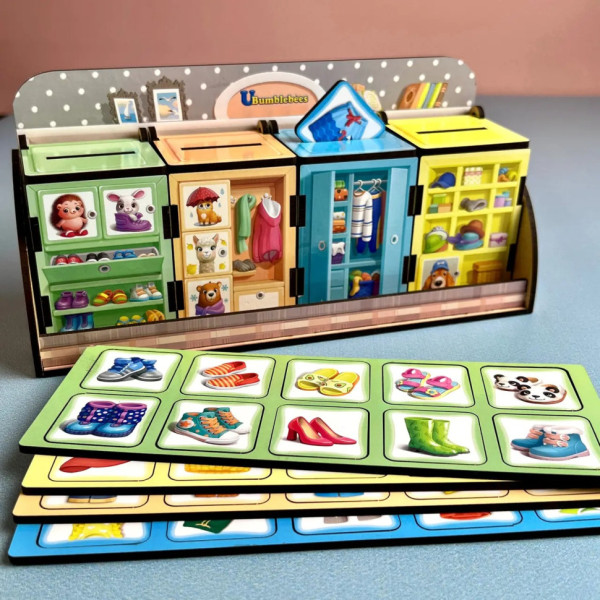 Дерев'яна настільна гра "Шафи з одягом" Ubumblebees (ПСД061) PSD061 сортер-комодик (PSD061)