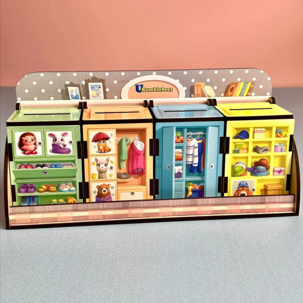 Дерев'яна настільна гра "Шафи з одягом" Ubumblebees (ПСД061) PSD061 сортер-комодик (PSD061)