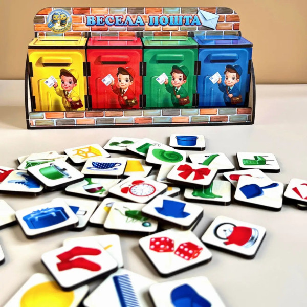 Дерев'яна настільна гра "Веселий листоноша" Ubumblebees (ПСД081) PSD081 сортер-комодик (PSD081)