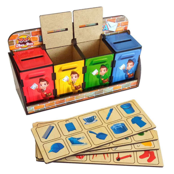 Дерев'яна настільна гра "Веселий листоноша" Ubumblebees (ПСД081) PSD081 сортер-комодик (PSD081)