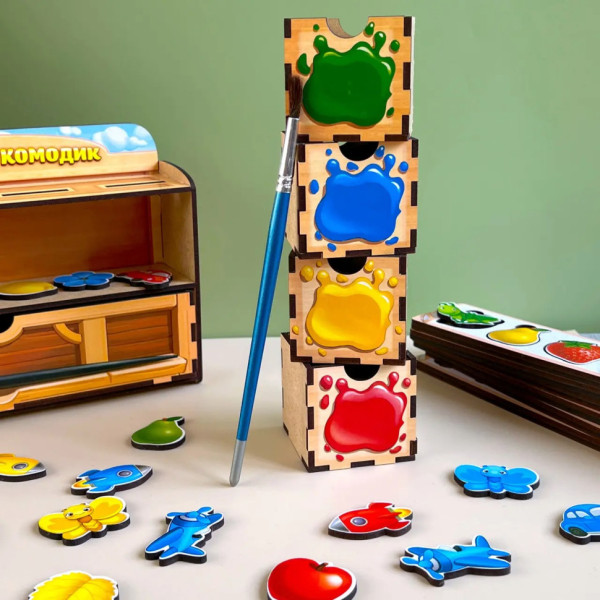 Дерев'яна настільна гра "Кольори" Ubumblebees (ПСД071) PSD071 сортер-комодик