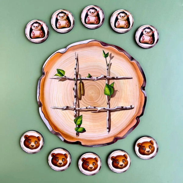 Дерев'яна настільна гра "Хрестики-нулики" Ubumblebees (ПСД159) PSD159 їжачок та ведмідь (PSD159)