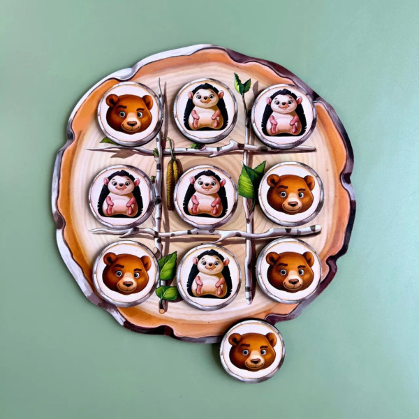 Дерев'яна настільна гра "Хрестики-нулики" Ubumblebees (ПСД159) PSD159 їжачок та ведмідь (PSD159)