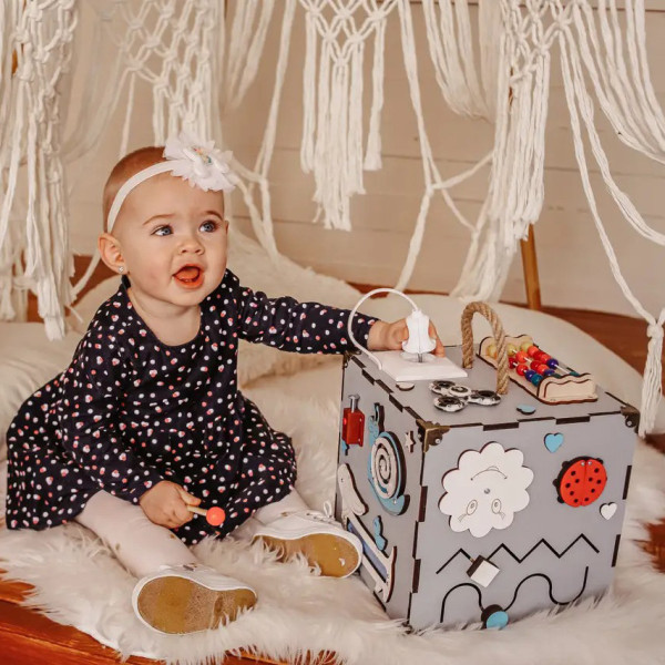 Розвиваюча іграшка Бізікуб Temple Group TG200165 23х23х23 см Сірий (TG200165)