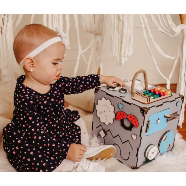 Розвиваюча іграшка Бізікуб Temple Group TG200165 23х23х23 см Сірий (TG200165)