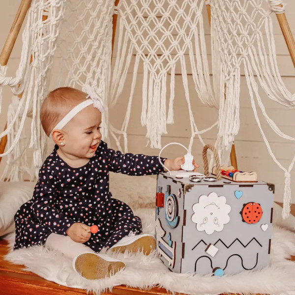 Розвиваюча іграшка Бізікуб Temple Group TG200165 23х23х23 см Сірий (TG200165)