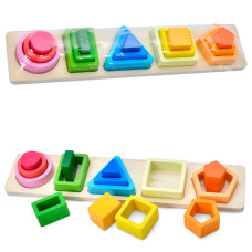 Дерев'яна іграшка Геометрика MD 0878, 15 деталей (MD 0878)