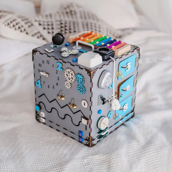 Розвиваюча іграшка Бізікуб Temple Group TG200090 30х30х30 см Сірий (TG200090)