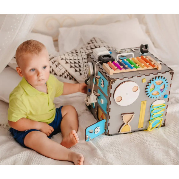 Розвиваюча іграшка Бізікуб Temple Group TG200090 30х30х30 см Сірий (TG200090)