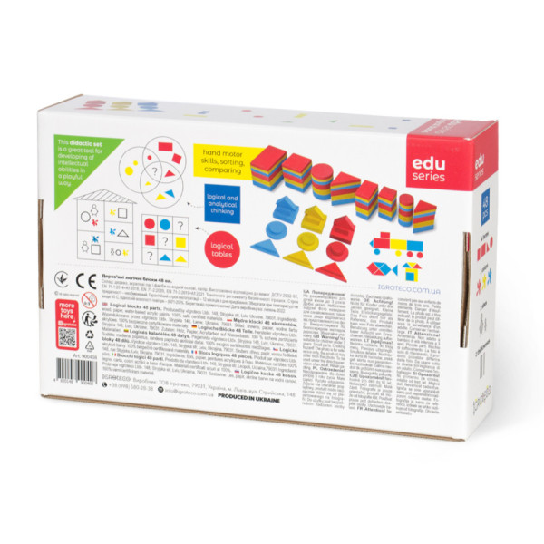 Навчальний набір "Логічні блоки Дьєнеша" Igroteco 900408, 48 деталей (900408)