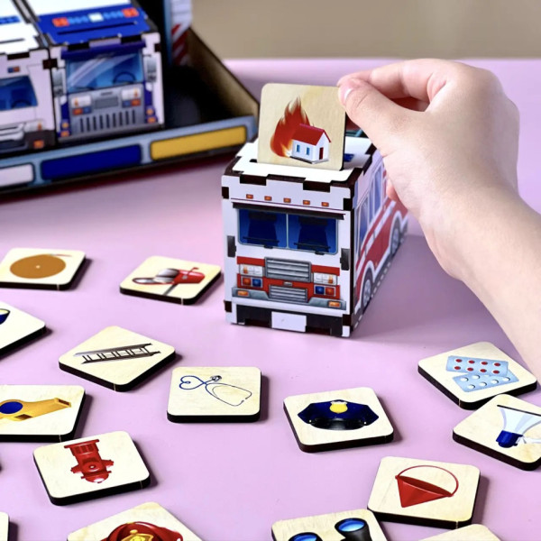 Дерев'яна настільна гра "Службовий транспорт" Ubumblebees (ПСФ027) PSF027 сортер-комодик (PSF027)