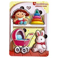 Деревянный пазл-вкладыш "Игрушки-2" Ubumblebees (ПСФ117) PSF117 фон с подсказкой