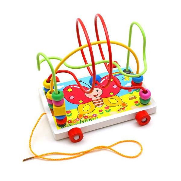 Іграшка каталка з лабіринтом на дроті MD 0320 дерев'яна