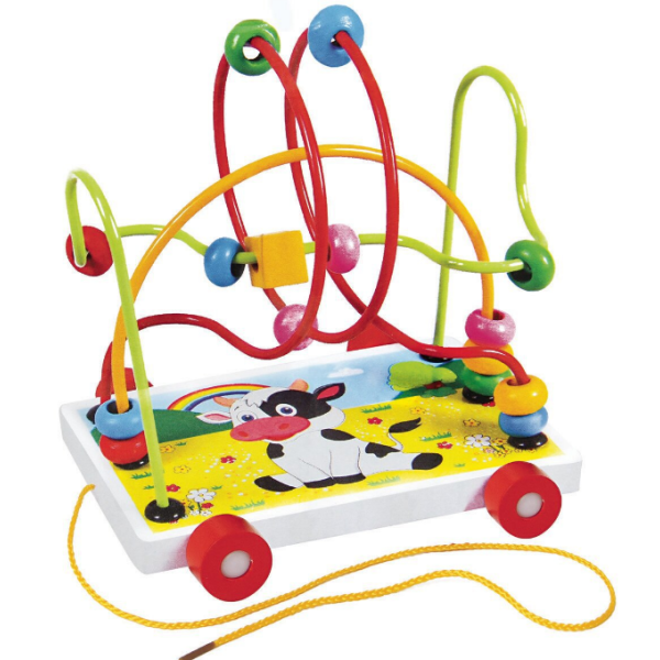 Іграшка каталка з лабіринтом на дроті MD 0320 дерев'яна