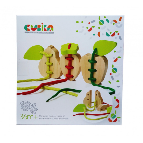 Дитяча розвиваюча гра-в'язанка "Фрукти" Cubika 14811 дерев'яна