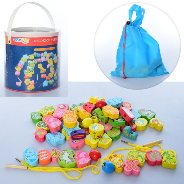 Дитяча іграшка шнурівка MD 2141 дерев'яна