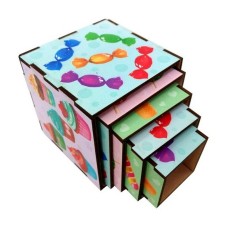 Дерев'яні кубики-пірамідка "Солодощі" Ubumblebees (ПСД014) PSD014, 5 кубиків