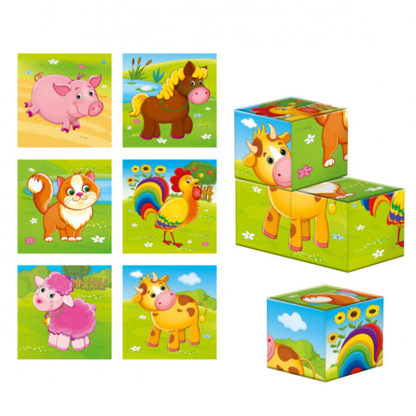Розвиваючі кубики. "Ферма" ZB1001-01 дерев'яні