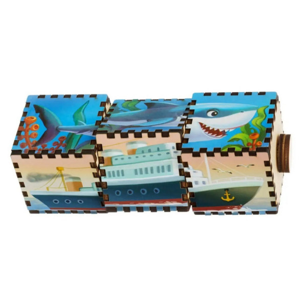 Дерев'яні кубики "Водний світ" Ubumblebees (ПСД179) PSD179 обертаються