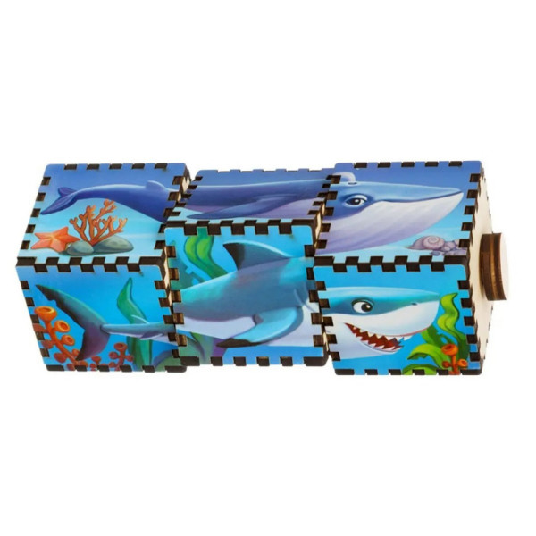 Дерев'яні кубики "Водний світ" Ubumblebees (ПСД179) PSD179 обертаються