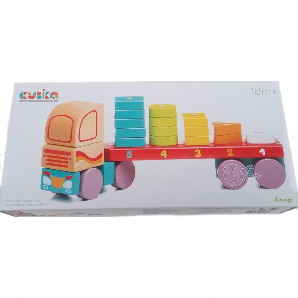 Дерев'яний розвиваючий тягач сортер LM-13 (13425) з геометричними фігурами