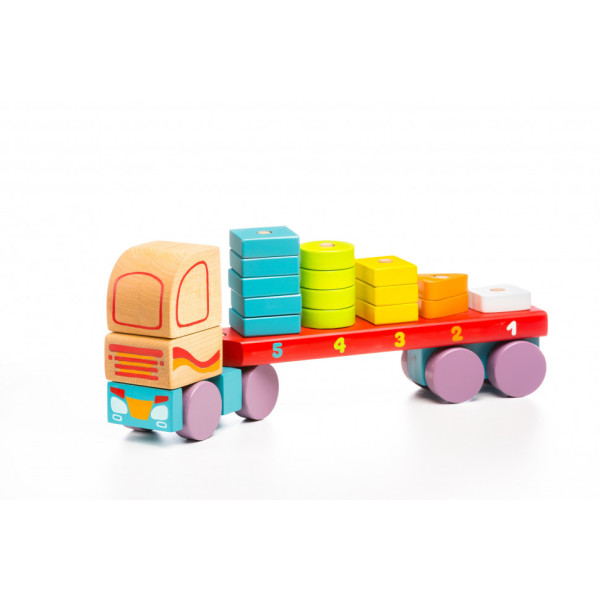 Дерев'яний розвиваючий тягач сортер LM-13 (13425) з геометричними фігурами