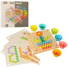 Дерев'яна іграшка Гра MD 2210 кульки, картки, формочки, пінцет